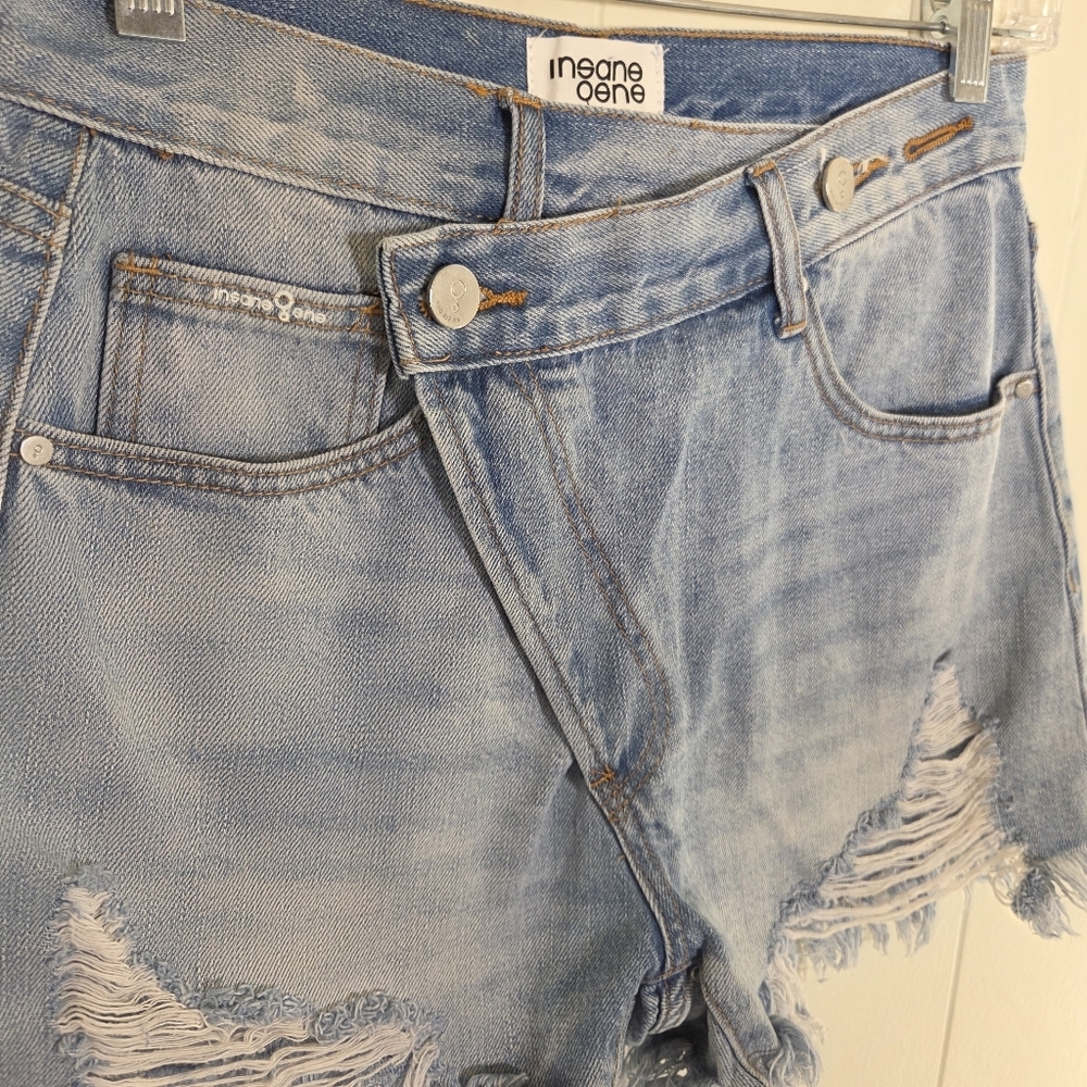 Insane Gene Light Wash Hi Rise Crossover Shorts Size Small - Picture 8 of 16